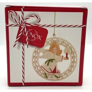 Lenox Pierced Figural Angel‎ Christmas Ornament Bone China 24K Gold Accent 3.5"